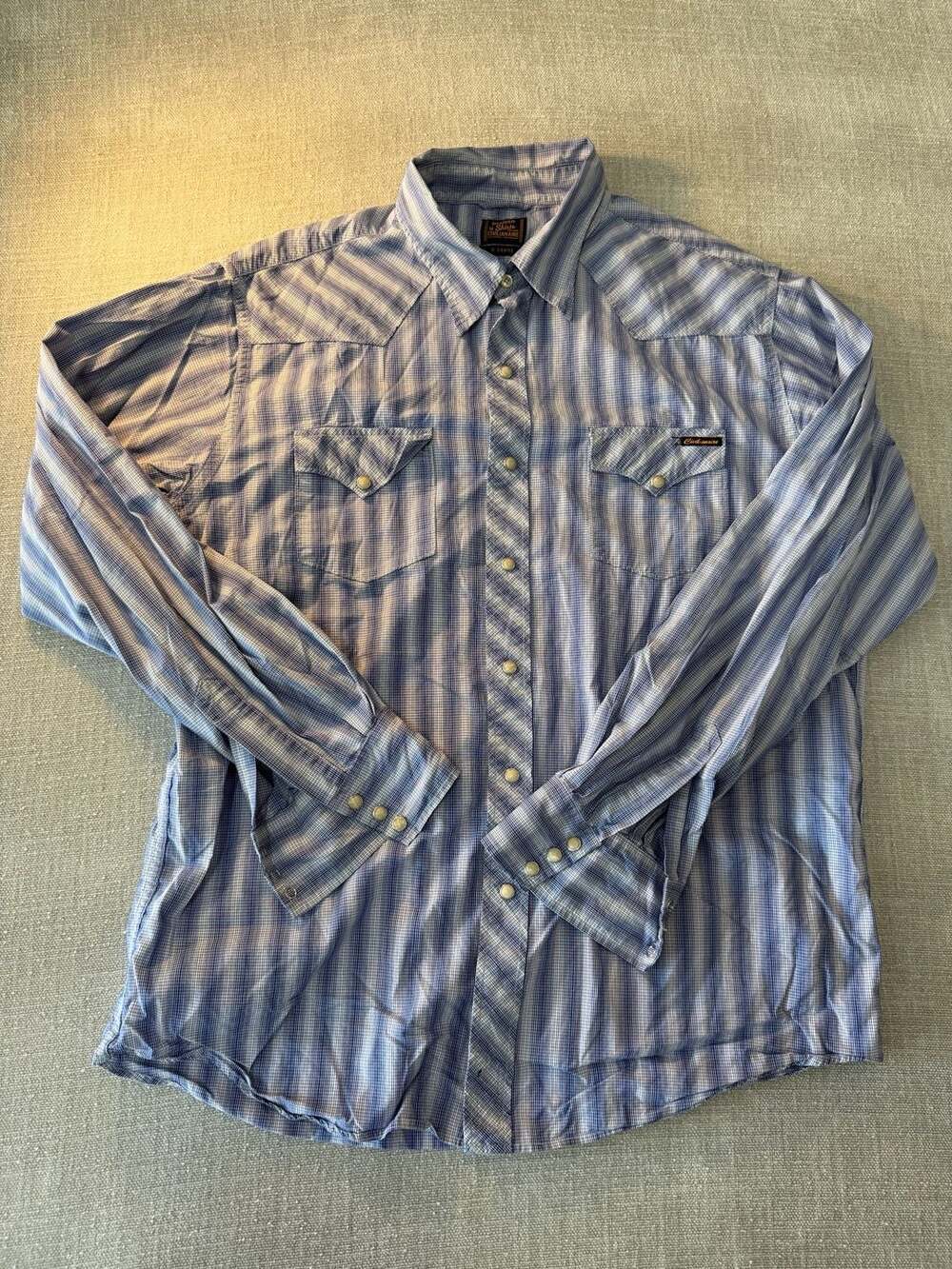 Civilianaire Western by Shirts Blue Plaid Snap Button Shirt XL